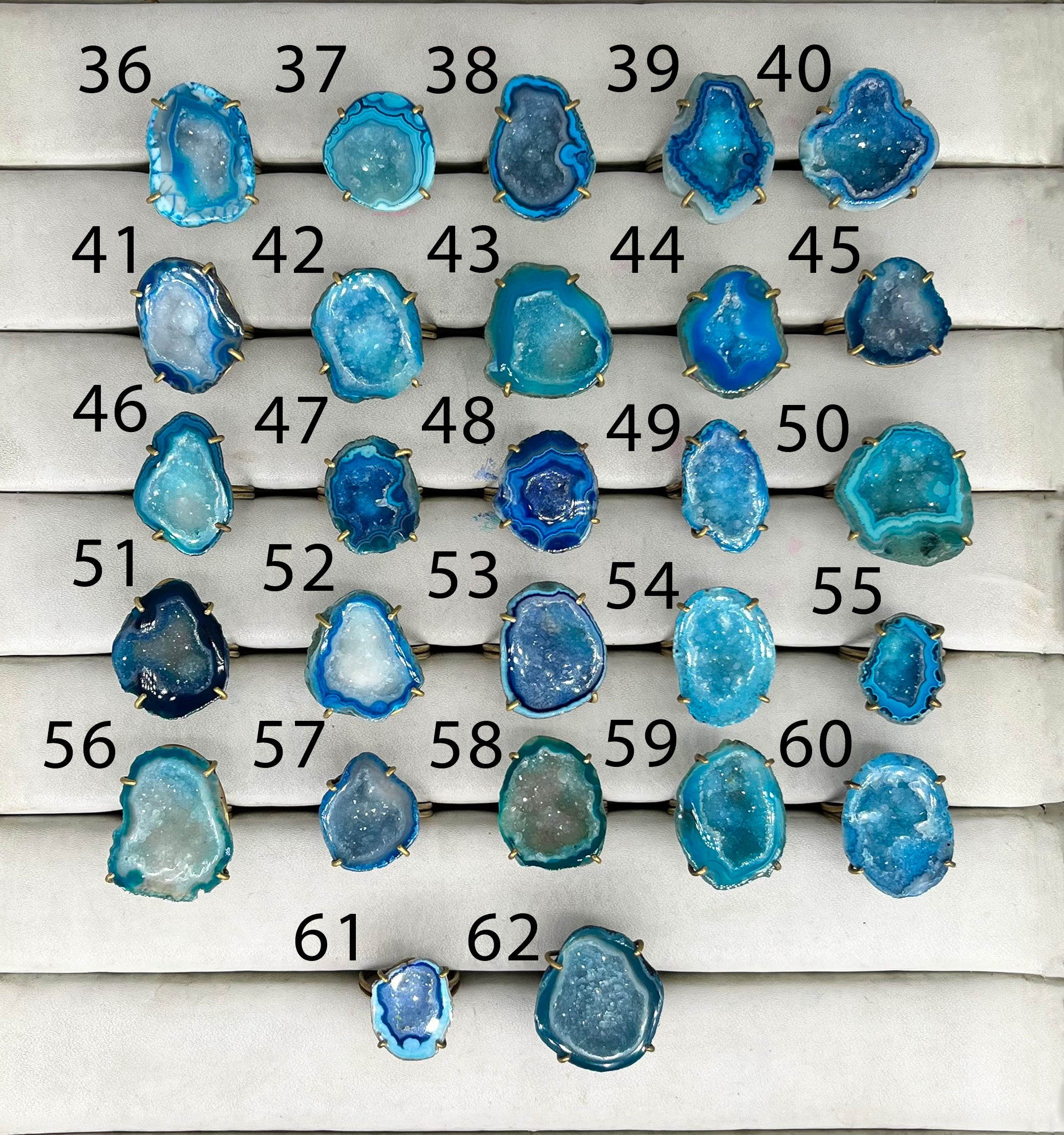 Rings by Selection Anokha Brass Gold Plated 20- 30MM Aqua