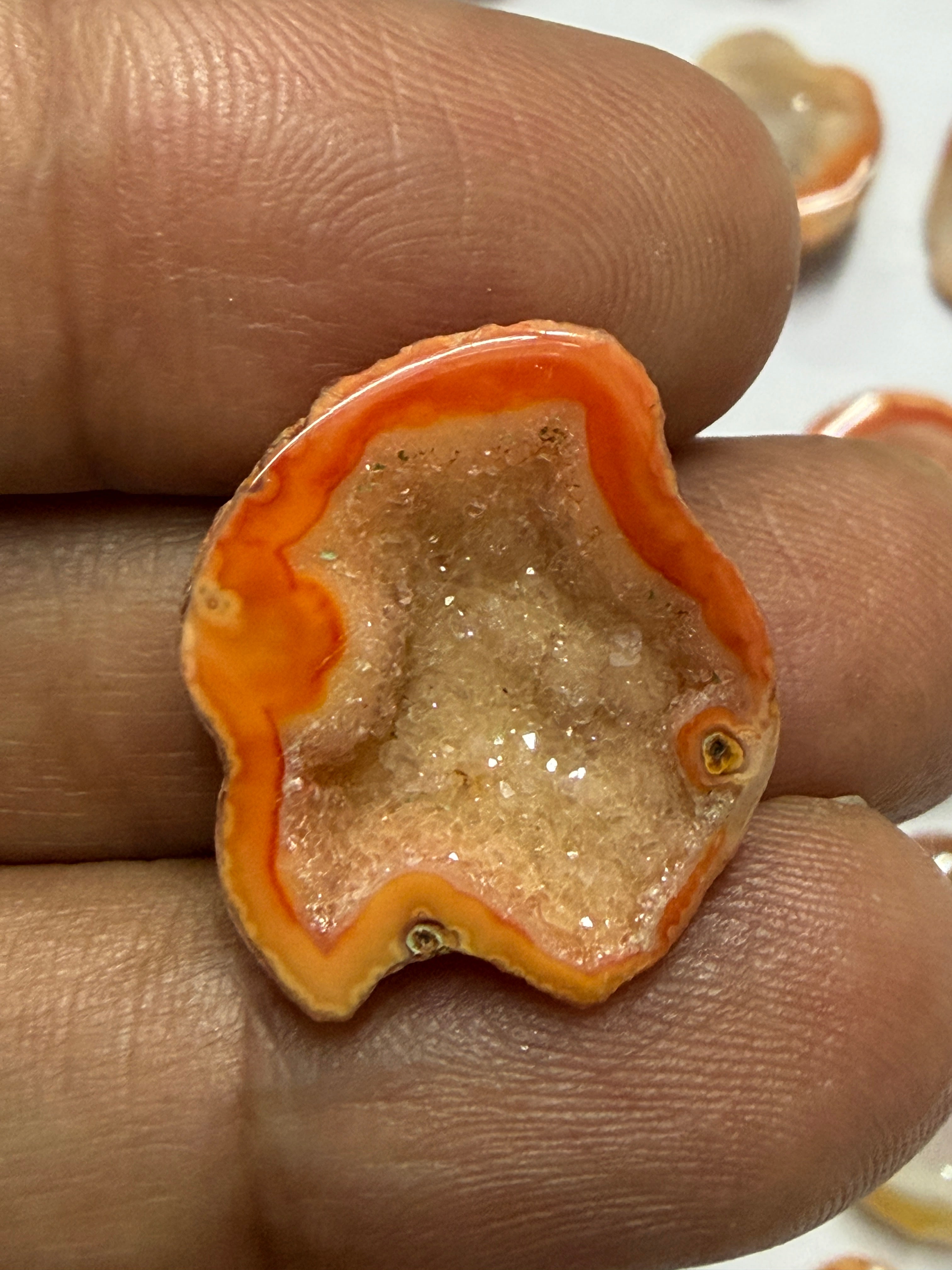 Orange Agate Druzy Geode Slices – Perfect for Ring Making