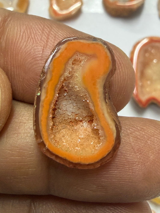 Orange Agate Druzy Geode Slices – Perfect for Ring Making Meena Design