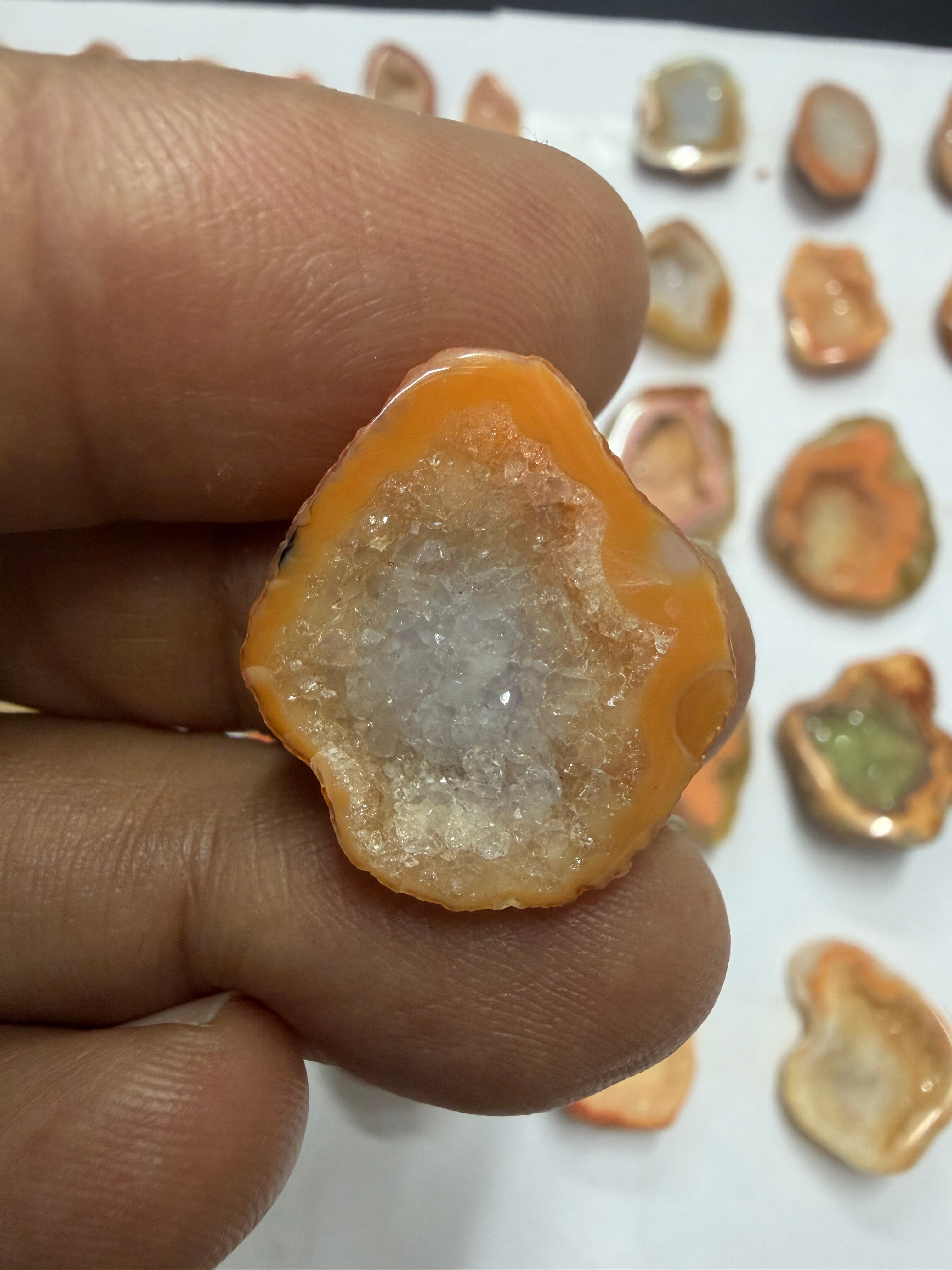 Orange Agate Druzy Geode Slices – Perfect for Ring Making