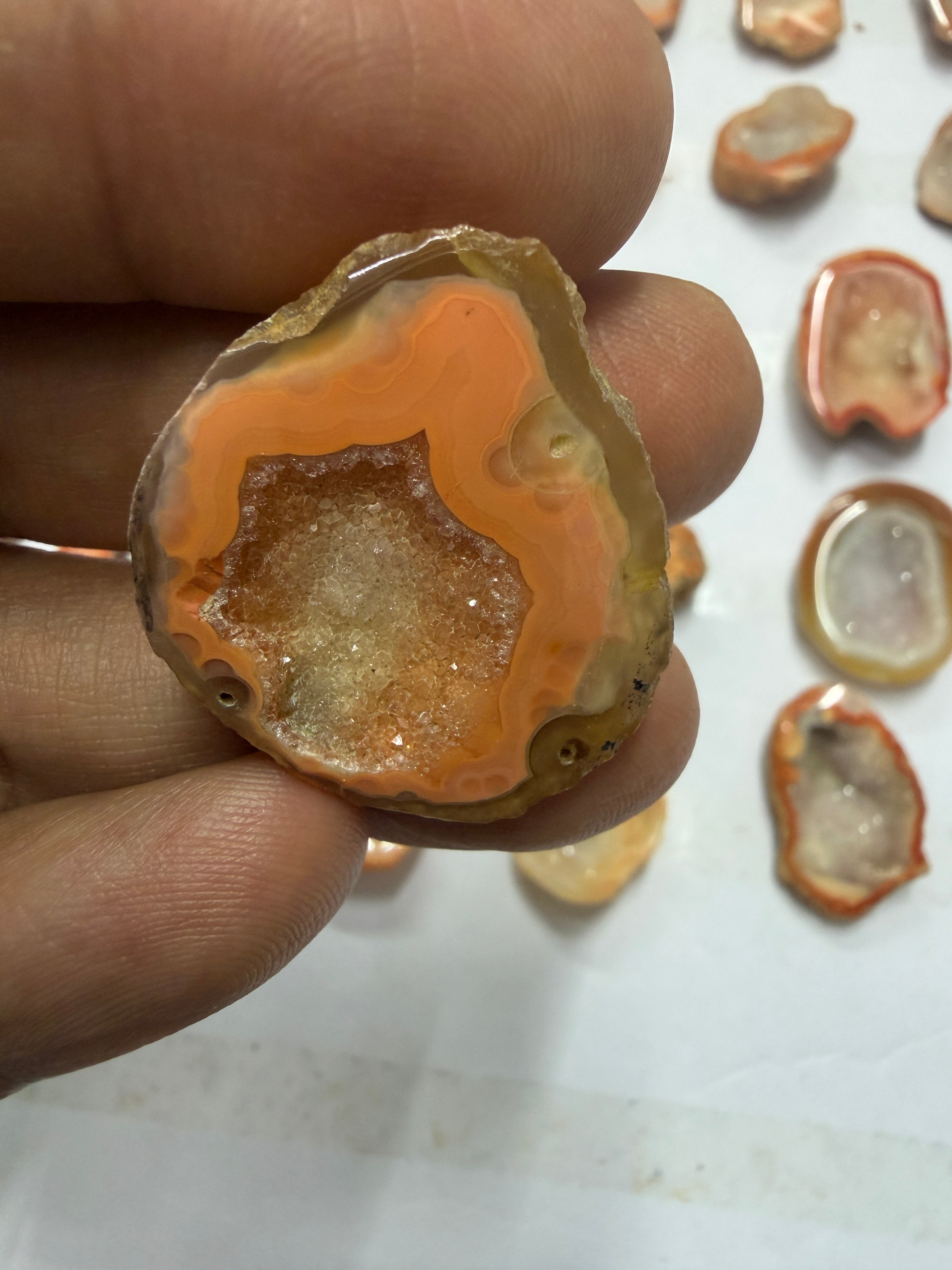 Orange Agate Druzy Geode Slices – Perfect for Ring Making