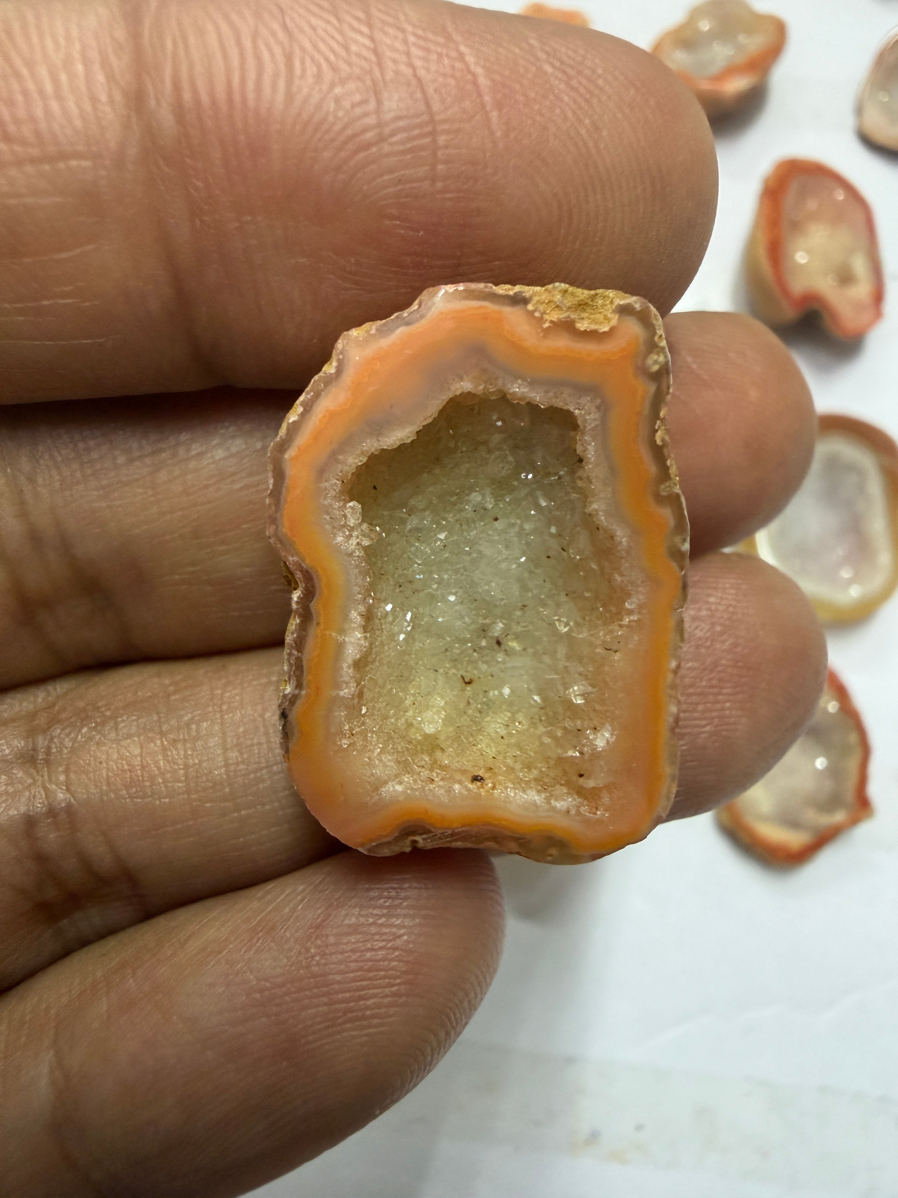 Orange Agate Druzy Geode Slices – Perfect for Ring Making