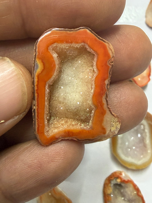 Orange Agate Druzy Geode Slices – Perfect for Ring Making