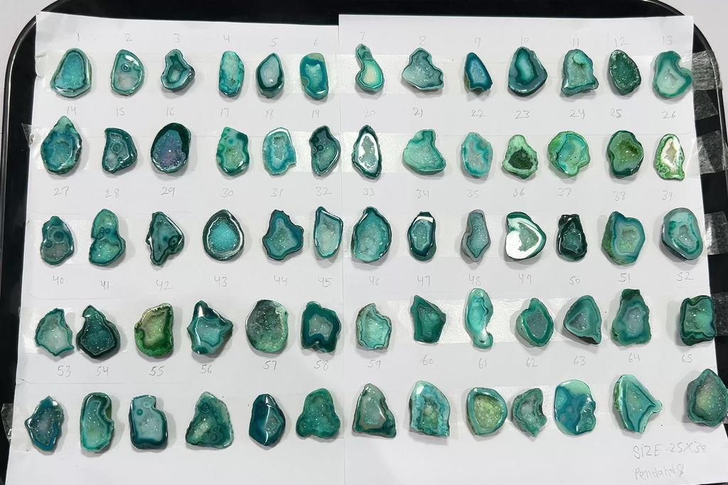 Geode Stones (Pendant) by Selection 25-30 mm Green For Making Pendant Jewelry