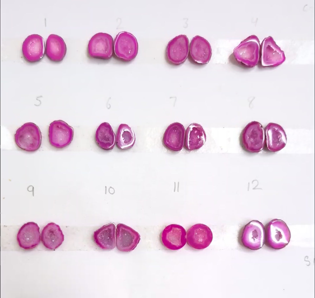 Pink Geode Pair Earrings | Natural 10-15 mm Stones | Unique Handpicked Matching Geodes for Earring