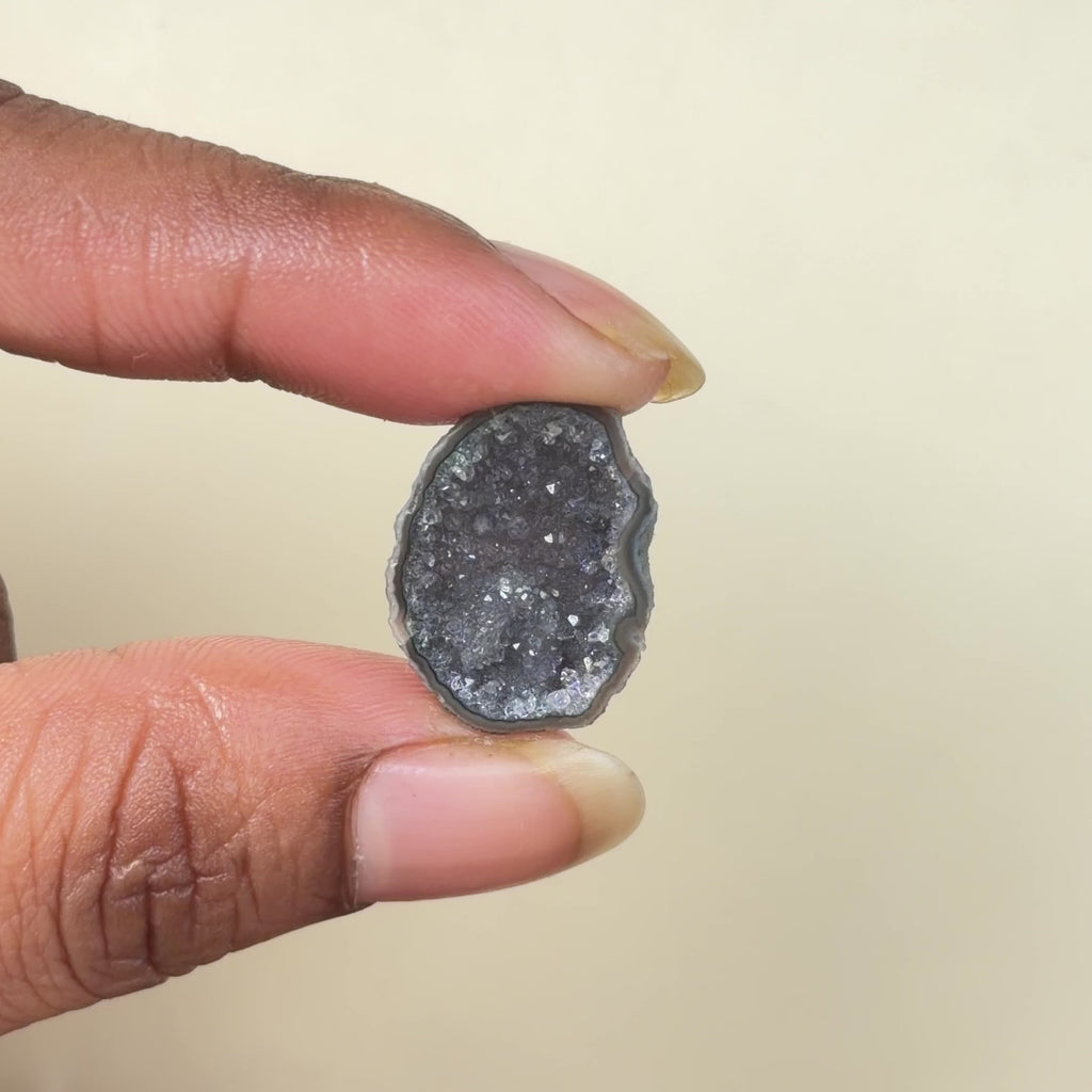 Black Druzy Geode Gemstone Slice 20–25mm | Jewelry Making Wholesale Supply