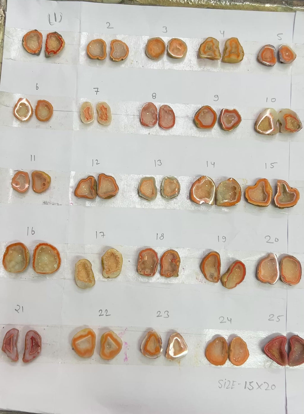 Geode Pairs (Earring) by Selection 15-20 mm Orange Color Geodes