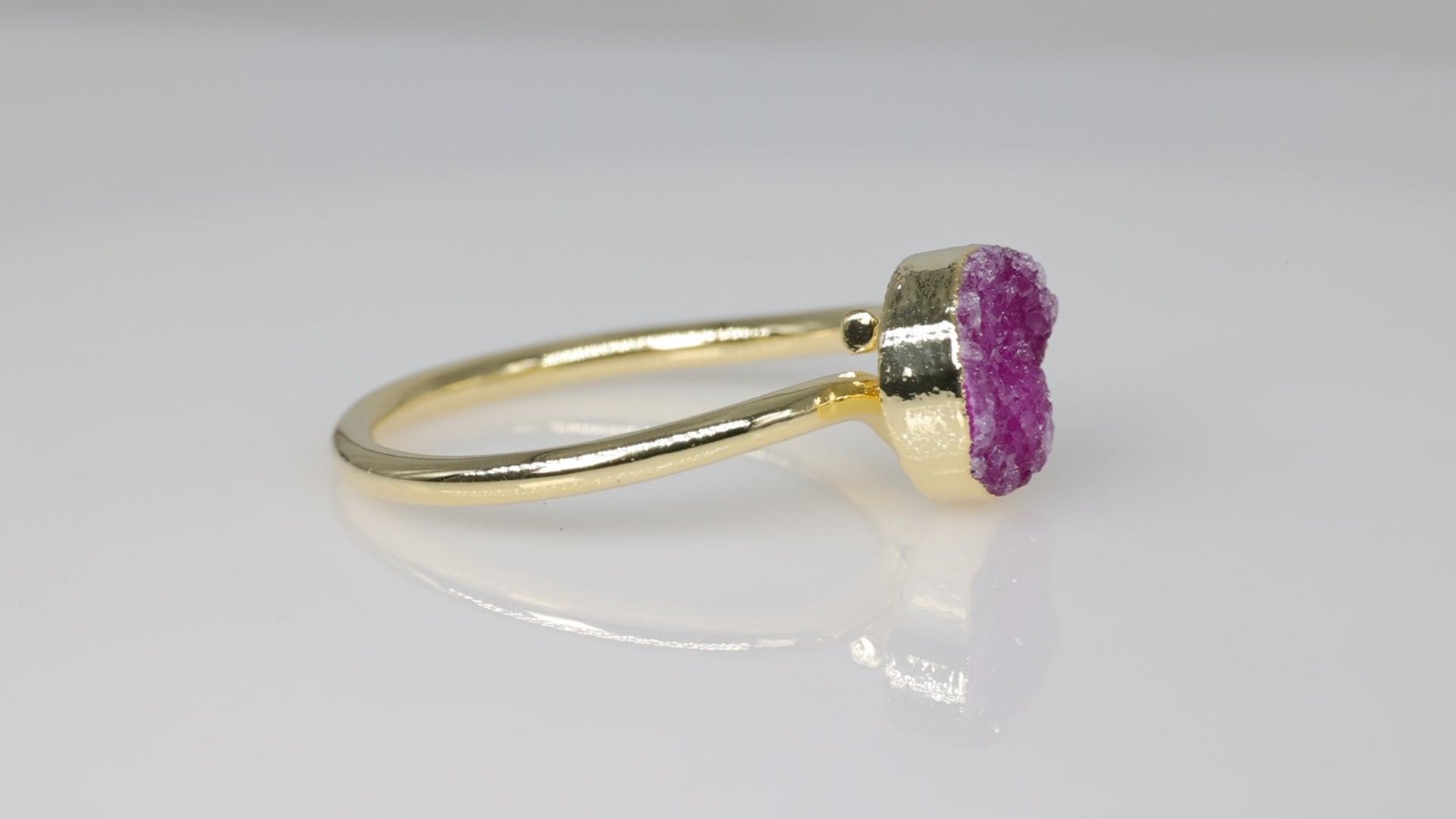 Ring Druzy Agate  Gemstone Adjustable 8 MM Round