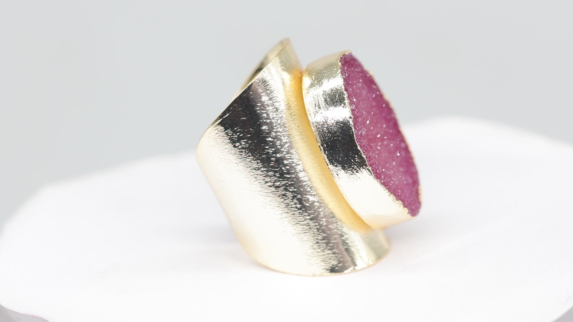 Polo Rings Oval Natural Agate Druzy