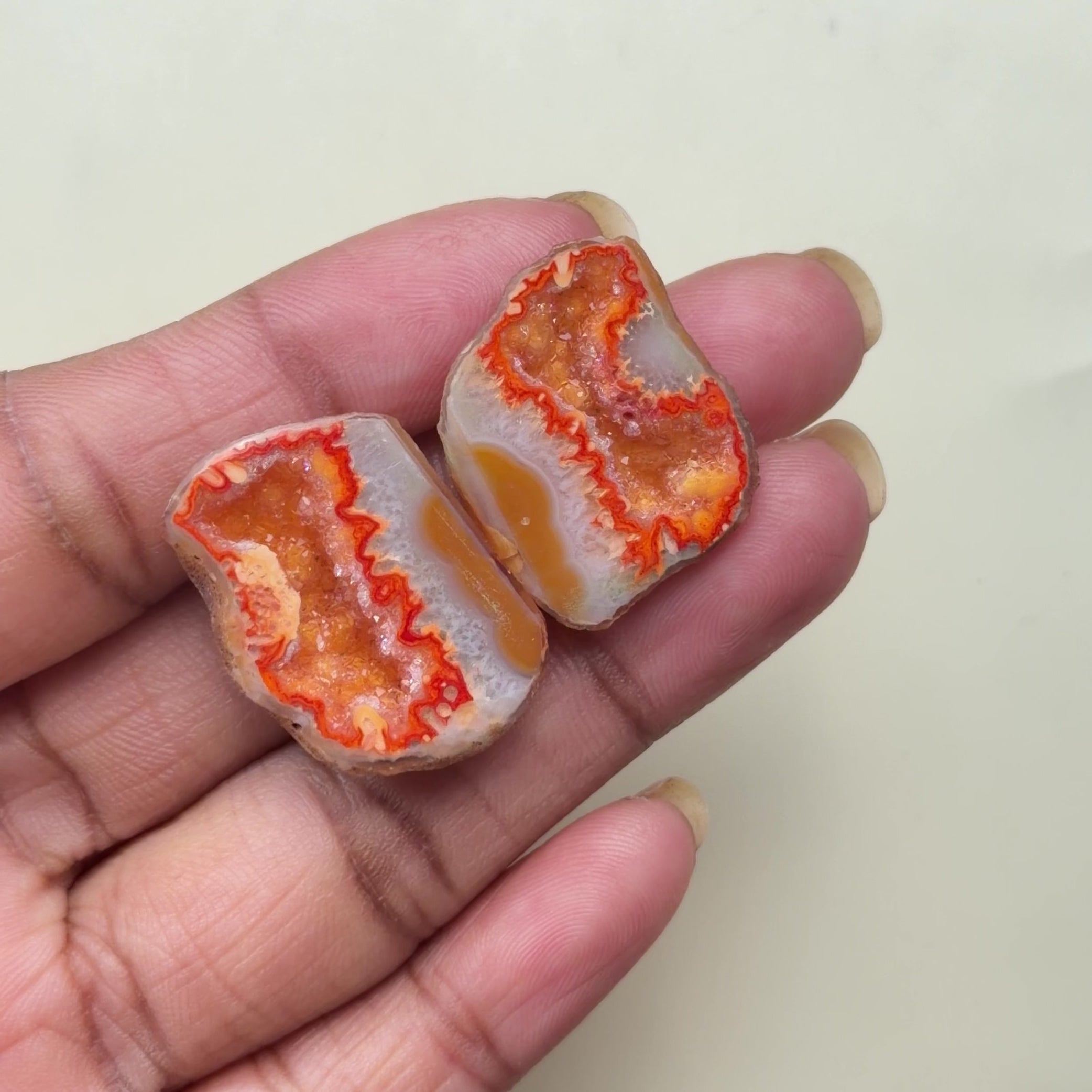 Orange Geode Druzy Pair 20–25mm Wholesale | Natural Agate Matching Stones for Earrings