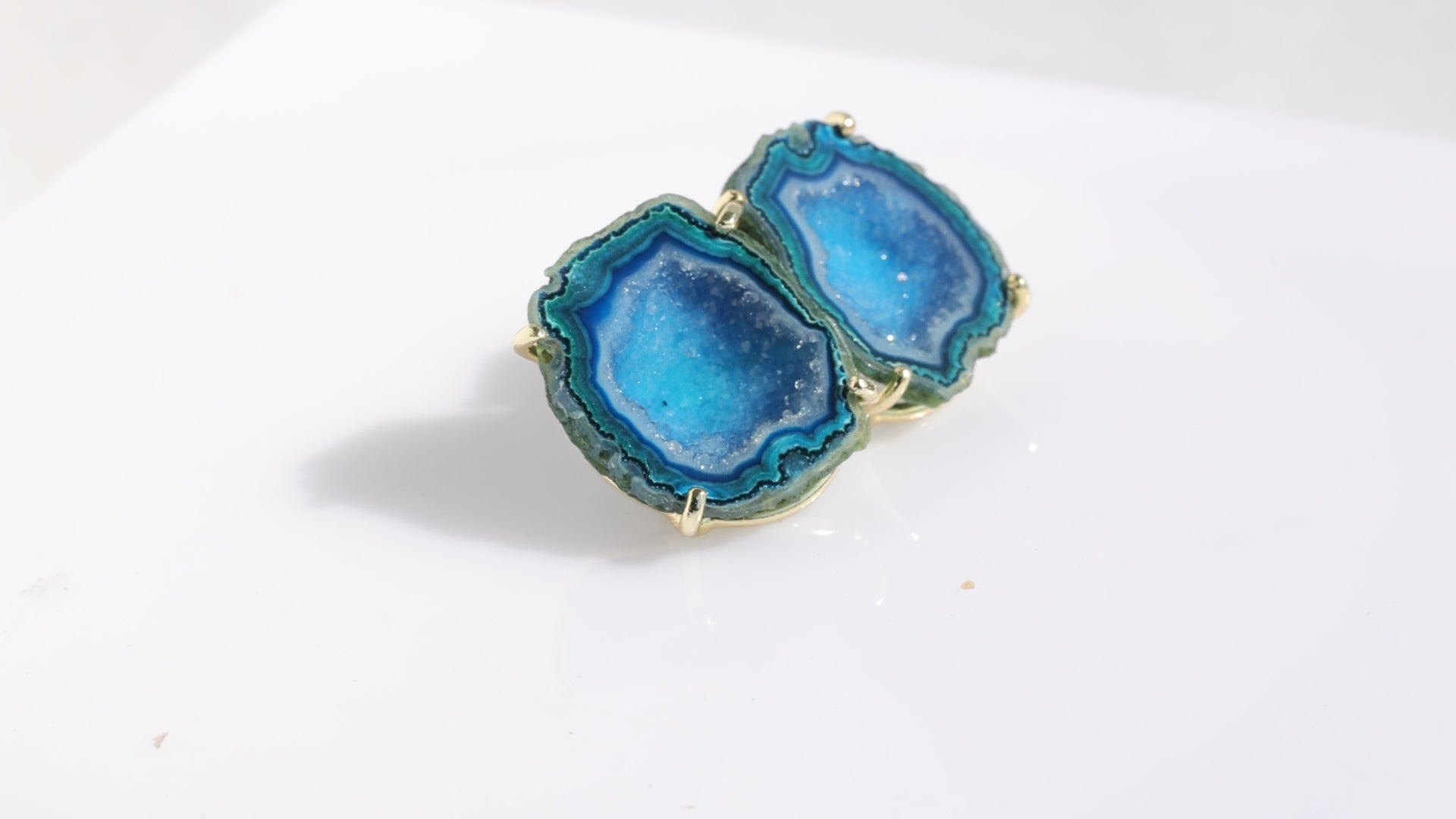 Ohrstecker Achat Geode Druzy, Tobasco Druzy Ohrringe, Cave Druzy Ohrstecker, Druzy Ohrringe