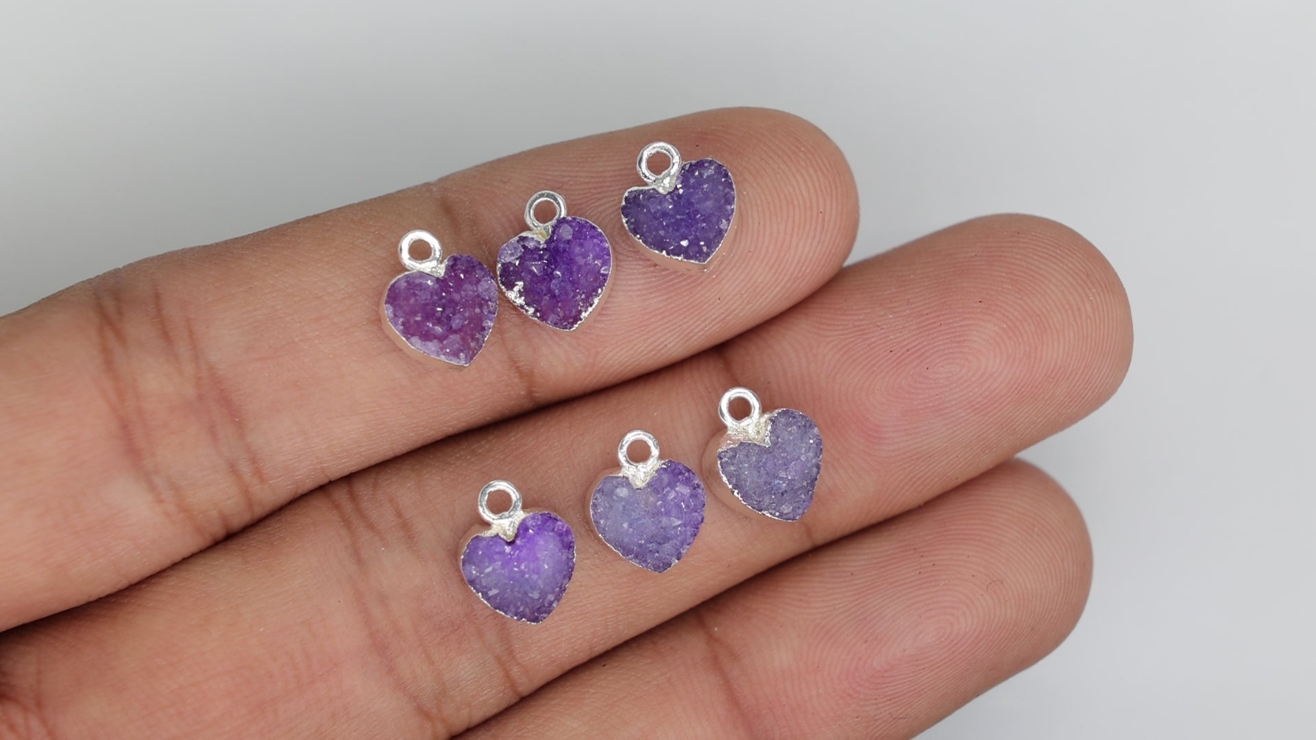 Heart Druzy Natural Gemstone, jewelry making supply, Single Bail, Dainty Minimalist