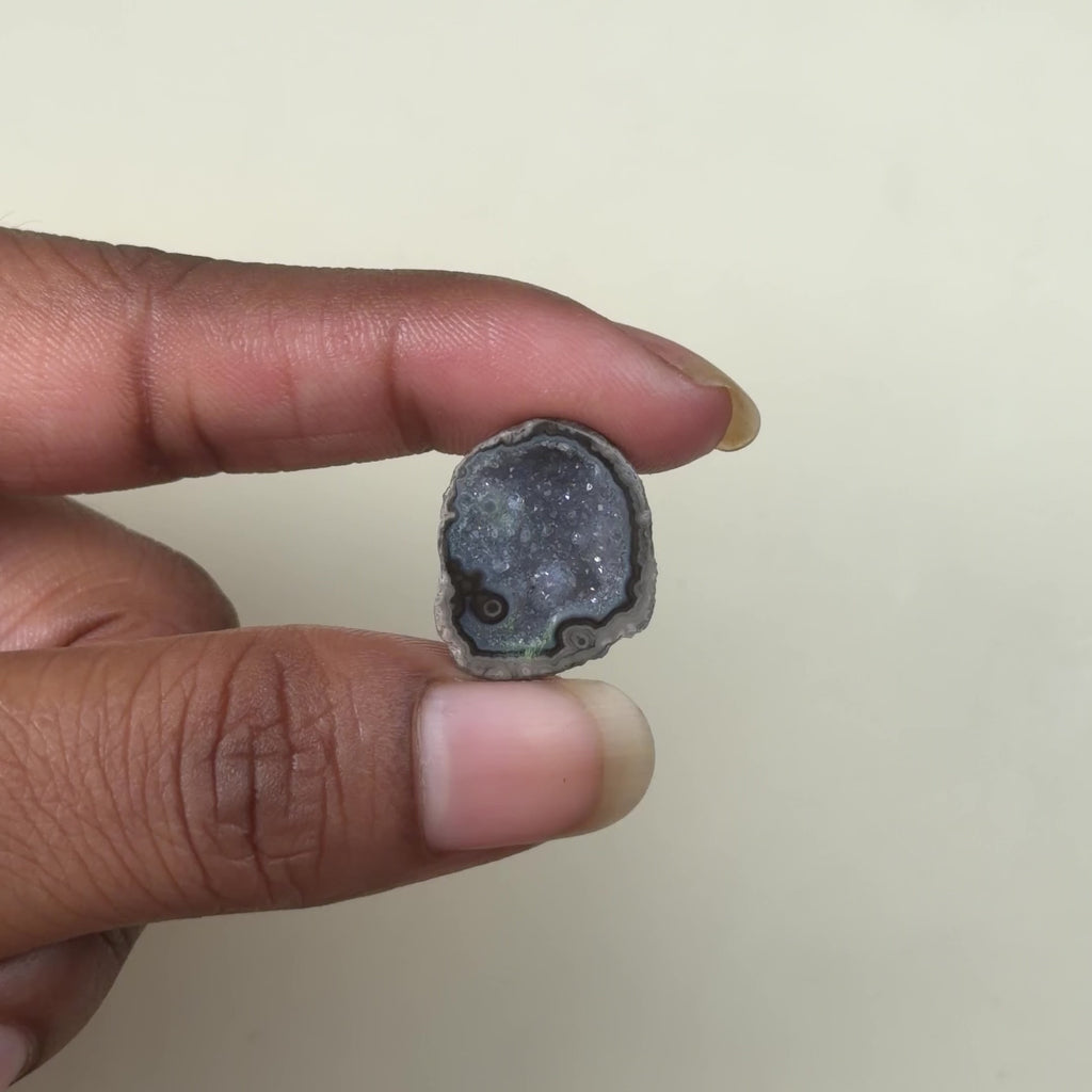 Black Agate Druzy Geode Slice 20–25mm | Wholesale Ring Making Gemstones