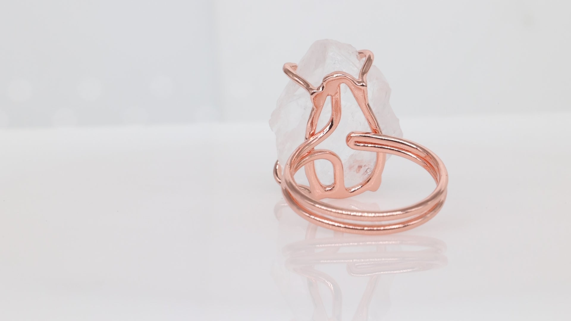 Ring Raw Crystal April Birthstone 25 - 35 mm Adjustable Band
