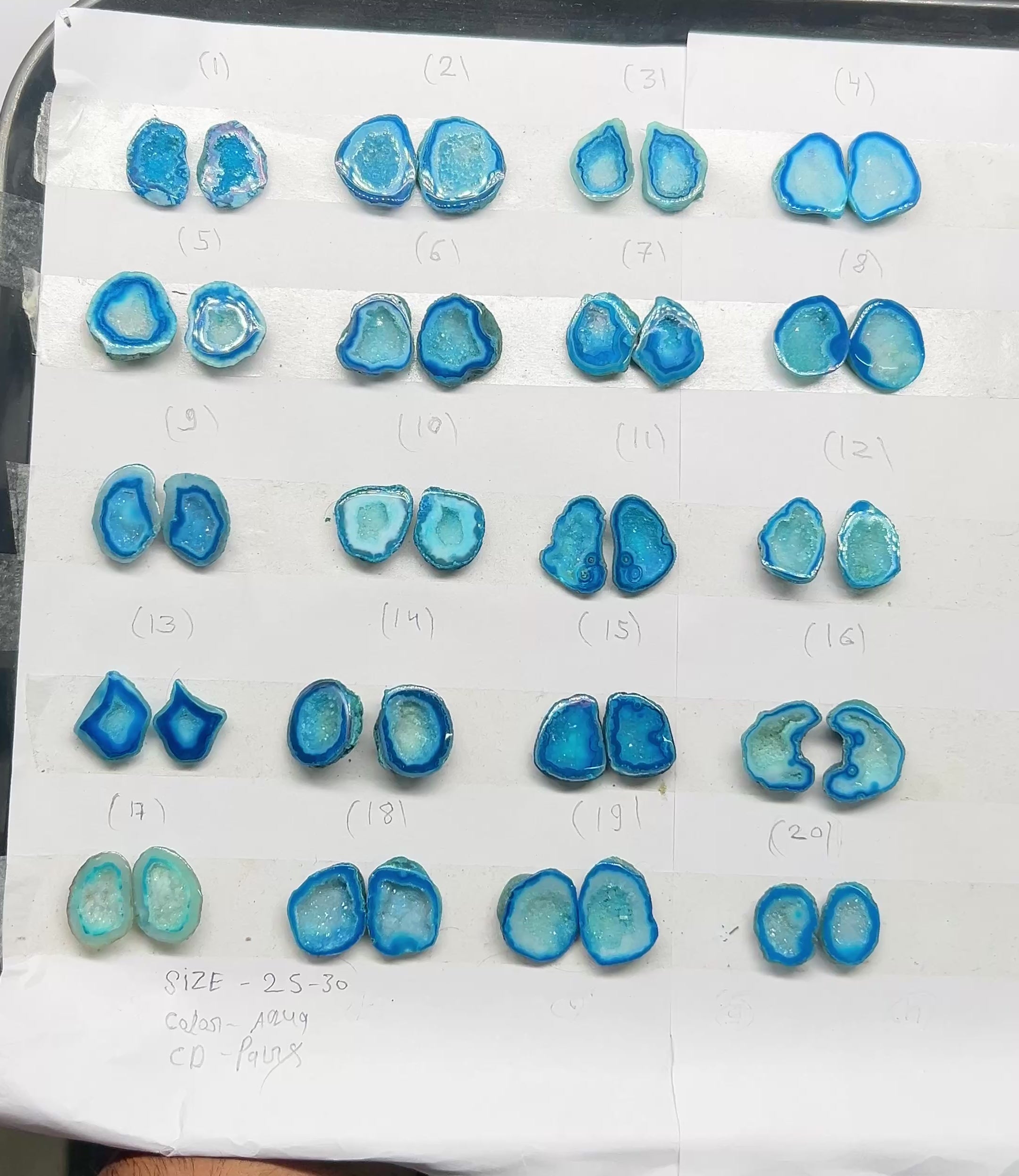 Geode Pairs (Earring) by Selection 25-30 mm  Aqua Color