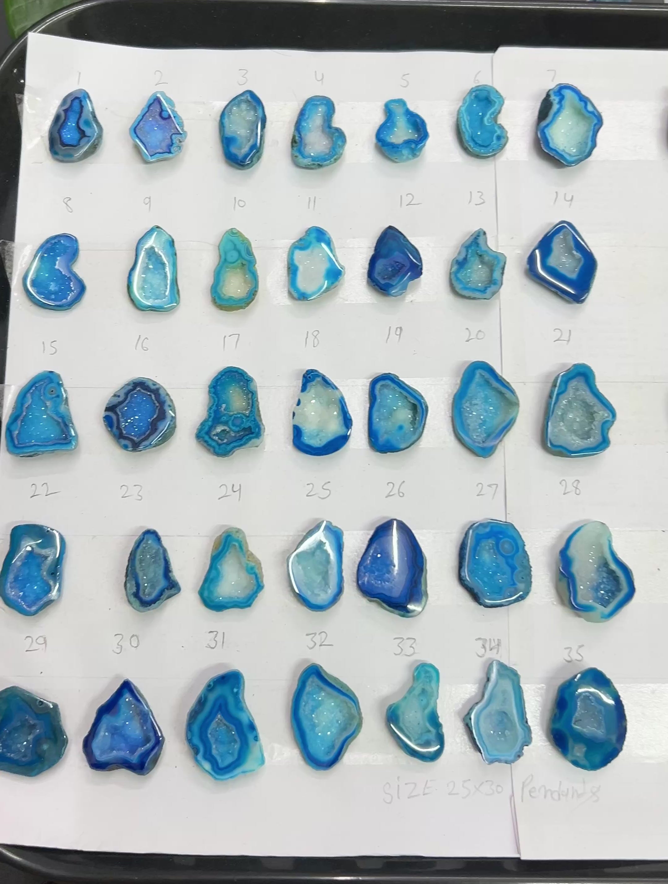 Geode Stones (Pendant) by Selection 25-30  mm Aqua Color For Making Pendant Jewelry