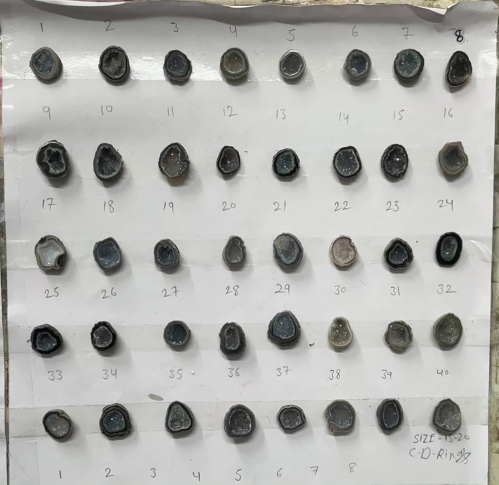 Black Agate Geode Druzy Stone (10–15 mm) – Premium Natural Gemstone for Rings