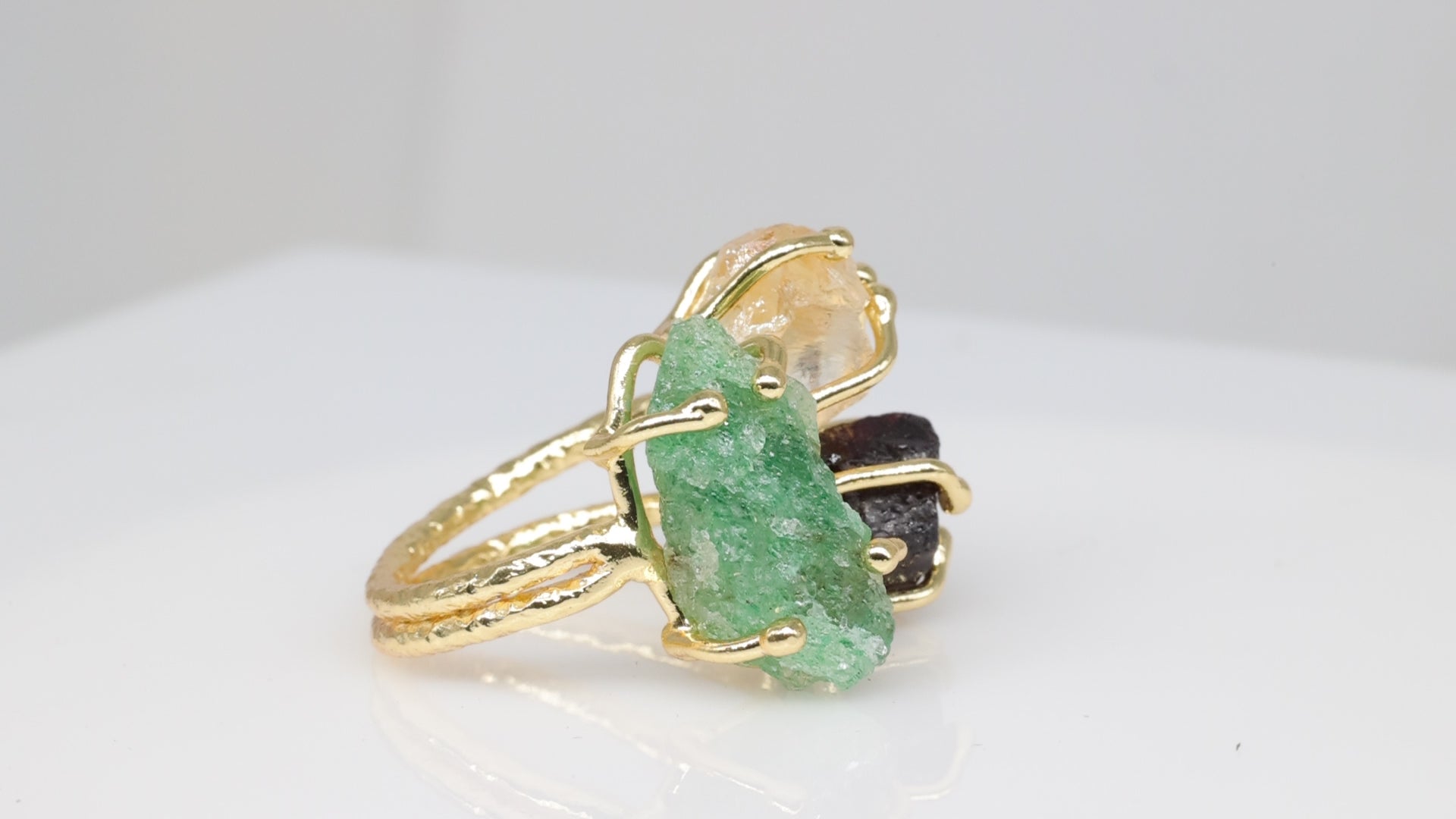 Agni Love Ring Raw Birthstone 8 - 10 mm Adjustable Band