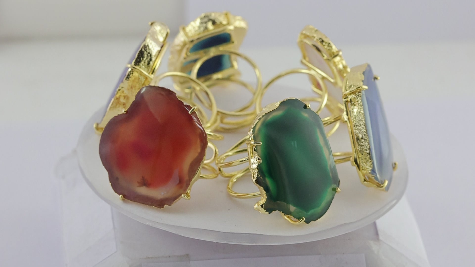 Natural Agate Slice Rings