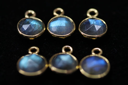 Silver 925 Round Faceted Gemstones Bezels, Jewelry Making Wholesale Supply, 10mm, Labradorite, Amethyst, Rose Quartz, Earrings - Meena Design
