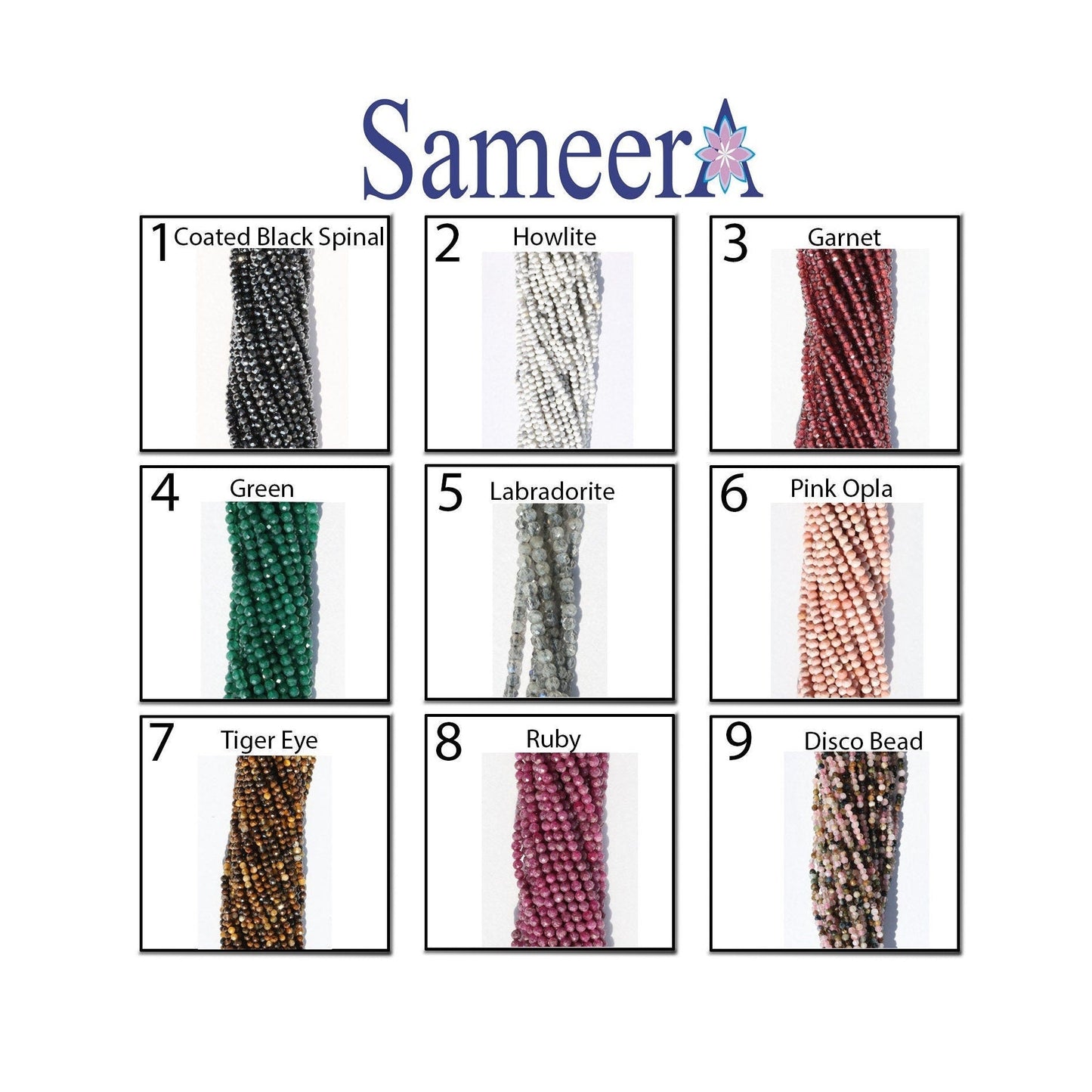 1 Line Natural Gemstone Beads 2 - 2.5 mm - Meena Design