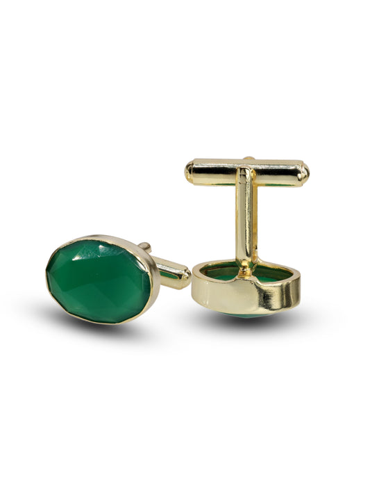 1 Pair Oval Gemstones Cufflink - Meena Design