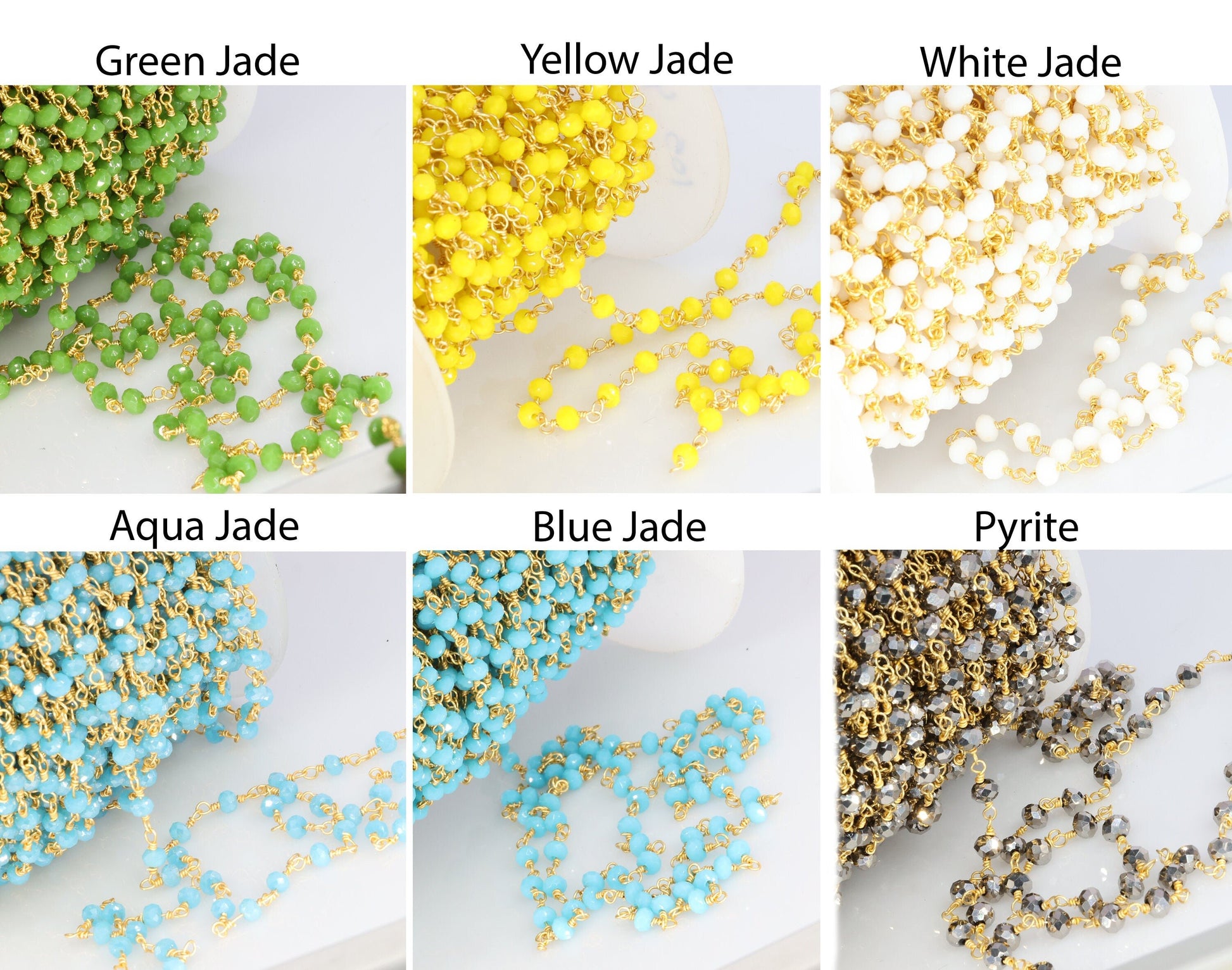 10 Feet Gold Plated Jade Rondelle Beads Chain rosary chain, Jewellery Beads, Tiny Beads Stone, Beaded, Beads Chain - Meena Design