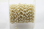 10 Feet Gold Plated Natural Fresh Water Pearl Rondelle Rosary Style Beaded Chain rosary chain beads size 2.5 - 3.5 mm - Meena Design