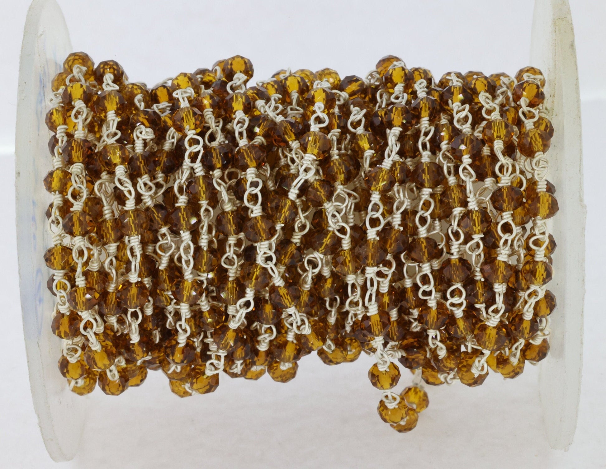 10 Feet Quartz Glass Beads Black Plated rosary chain - Meena Design