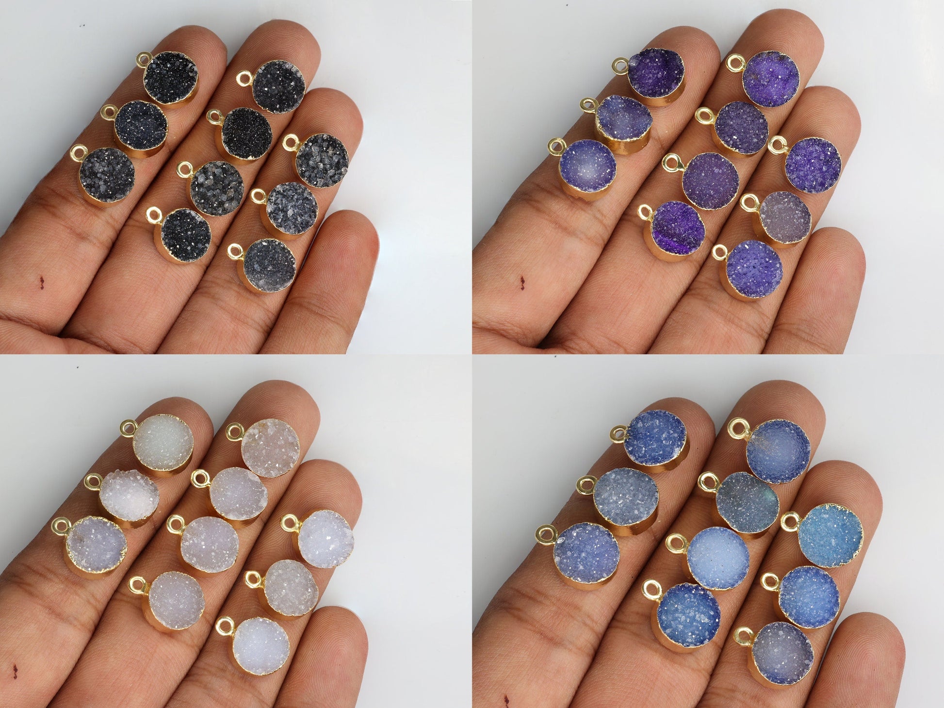 10 MM Natural Druzy GemStone Round Edged, Supplies for Making Jewelry - Meena Design