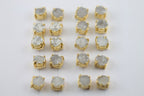 10 mm Round, Natural Druzy Quartz, Minimalistic, Geode Studs, Rock Studs, Gold Studs , Gold Edged Prong - Meena Design