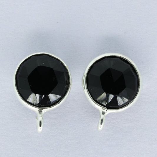 12 MM Round Stud Earpost Faceted Briolette Gemstone Gold Plated Brass - Meena Design