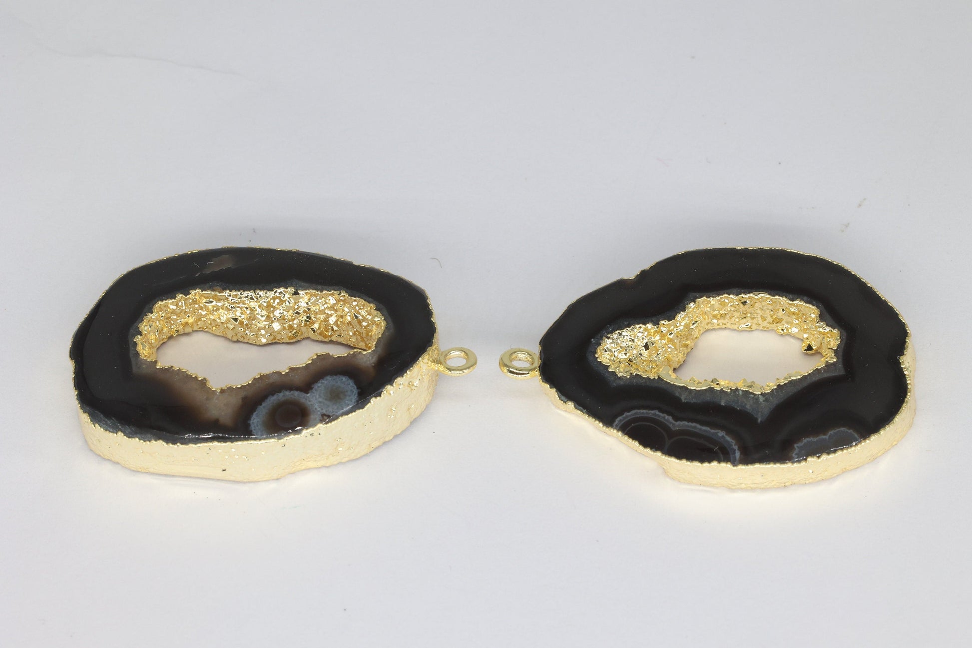 25 - 40 Agate geode slice pairs edged in gold double edged - Meena Design