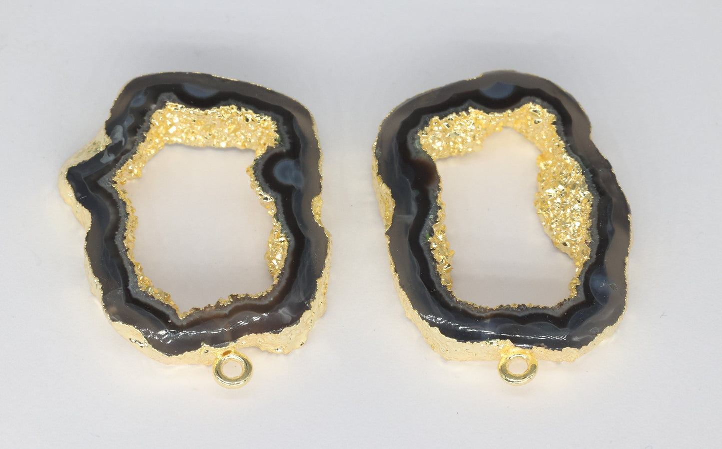 25 - 40 Agate geode slice pairs edged in gold double edged - Meena Design