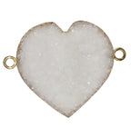 30 - 35 mm, Heart, Natural Druzy, Silver, or Gold, Edged, Brass, Gem Stone Pendant, - Meena Design