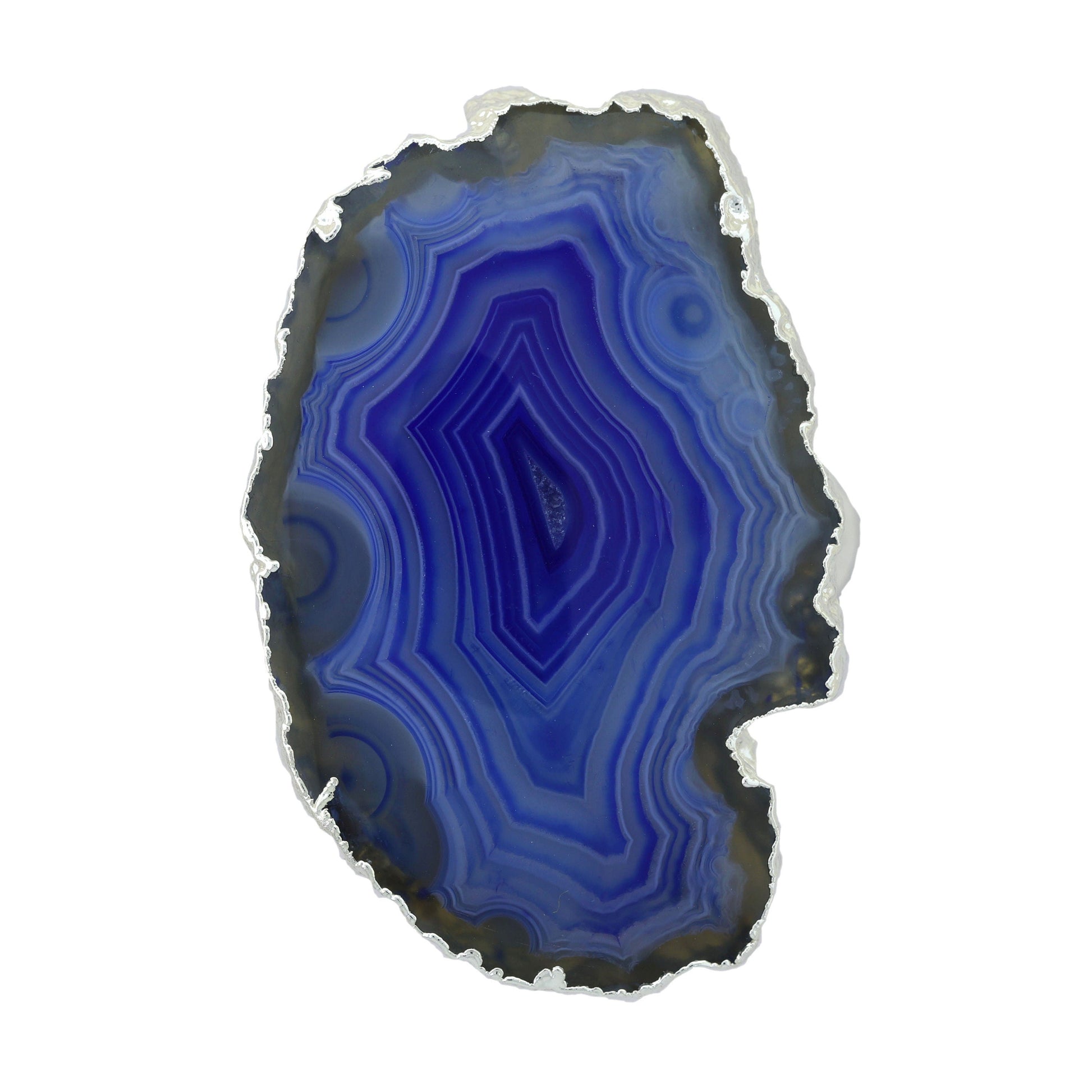 30 - 40 mm Agate Geode Slice Ring Silver Adjustable ( You get the exact piece as in photo ) - Meena Design