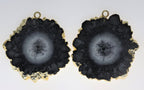30 mm + Large Gemstone Pairs Gold Edged Natural Solar Quartz ***You receieve Exact Pair as in the Photo" - Meena Design