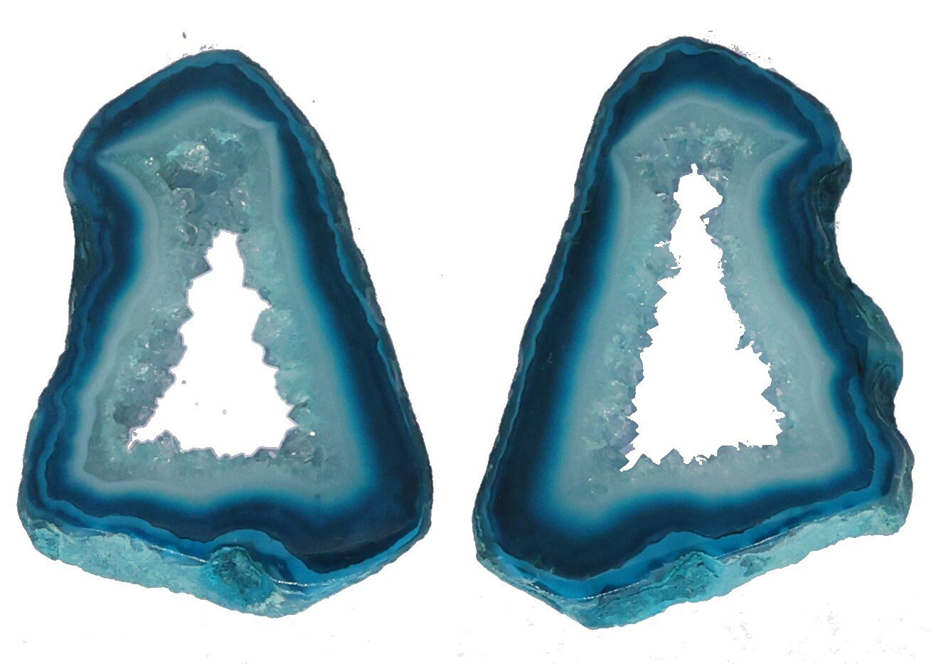 35 - 55 mm Agate Geode Slice Pairs Aqua *Order Exact pieces as in photos* - Meena Design