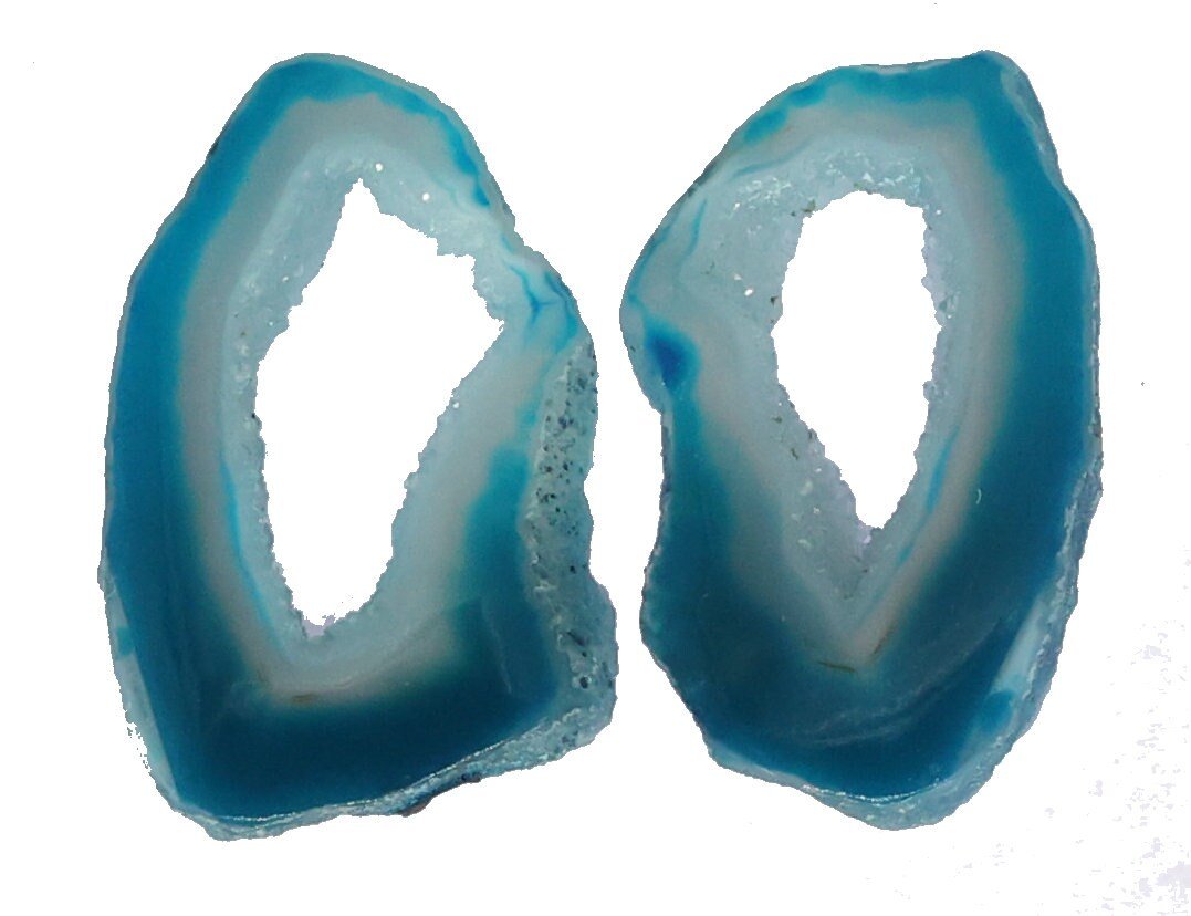 35 - 55 mm Agate Geode Slice Pairs Aqua *Order Exact pieces as in photos* - Meena Design
