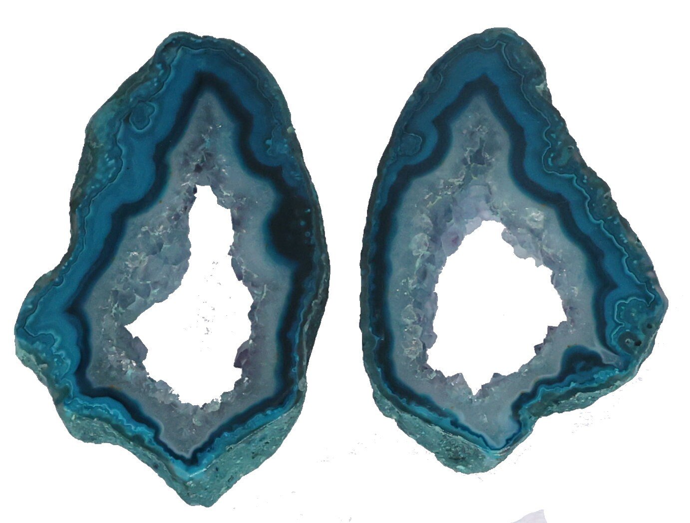 35 - 55 mm Agate Geode Slice Pairs Aqua *Order Exact pieces as in photos* - Meena Design