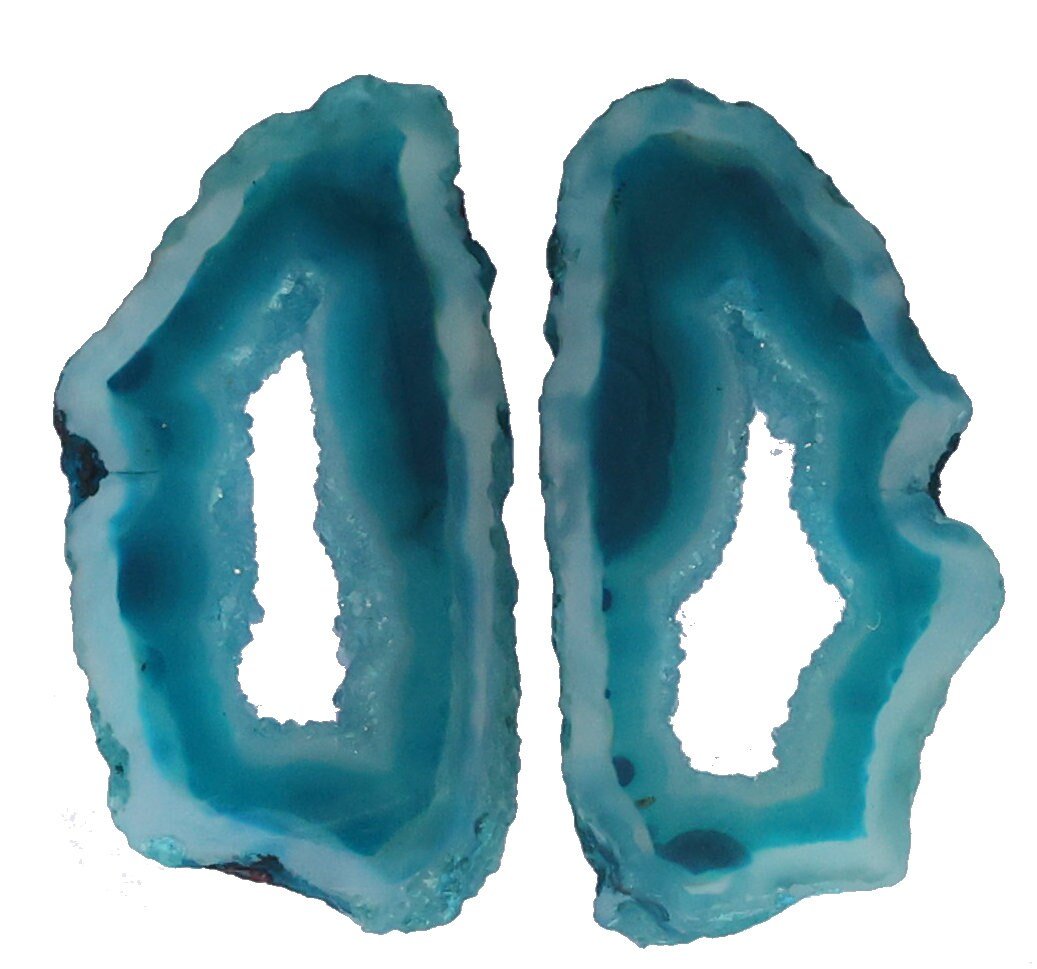 35 - 55 mm Agate Geode Slice Pairs Aqua *Order Exact pieces as in photos* - Meena Design