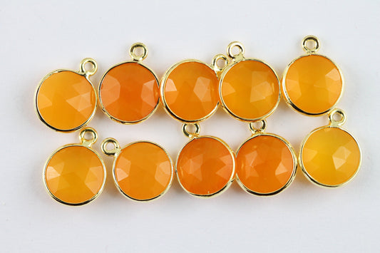 8 mm Chalcedony gemstone pendants Round Bezel - Meena Design