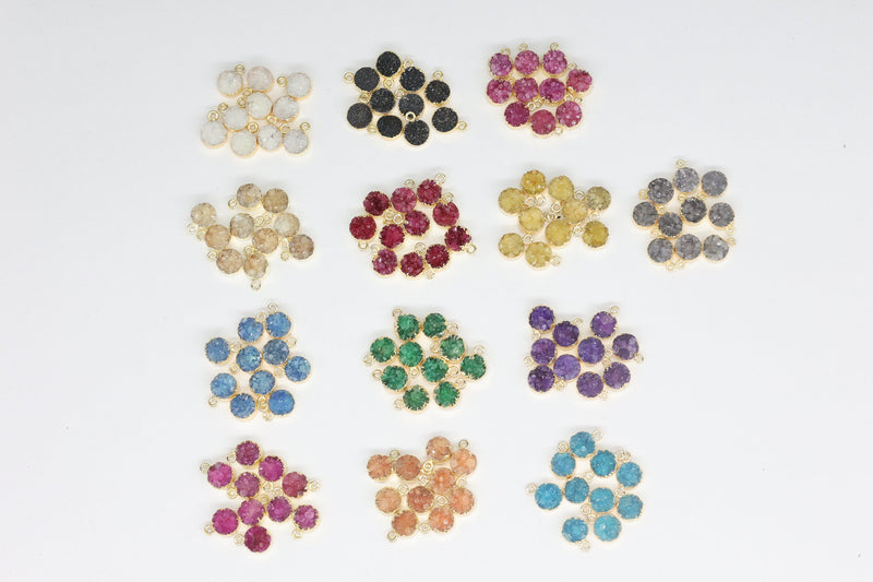 8 MM Natural Quartz Druzy Gem Stone Circle Edged - Meena Design