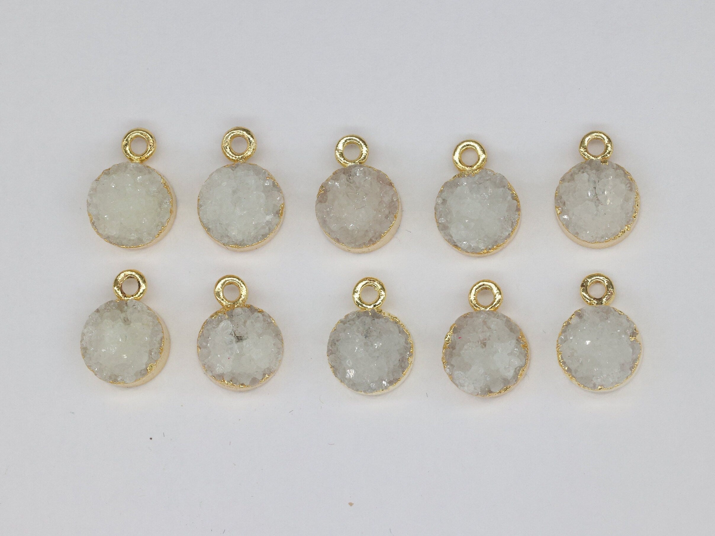 8 MM Natural Quartz Druzy Gem Stone Circle Edged - Meena Design