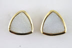 8 mm Trillion Natural Agate Druzy Studs Gold Plated on Brass or Silver 925% - Meena Design