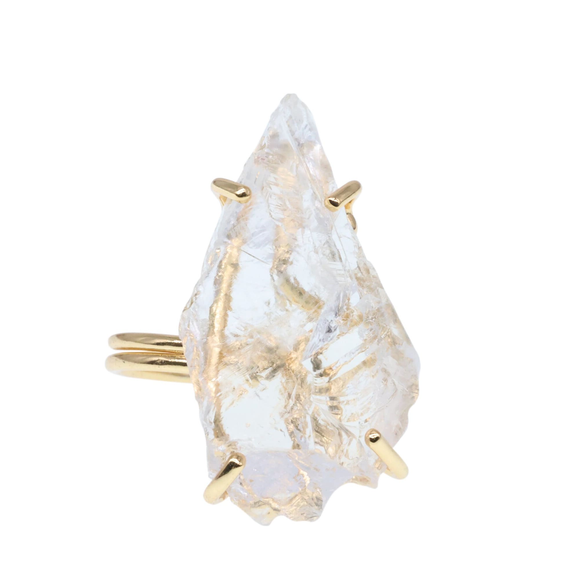 Adjustable Natural Gemstone Ring, raw crystal engagement ring, April Birthstone Ring, 25 - 35 mm, Wholesale Supply Jewelry & Gem Shows - Meena Design
