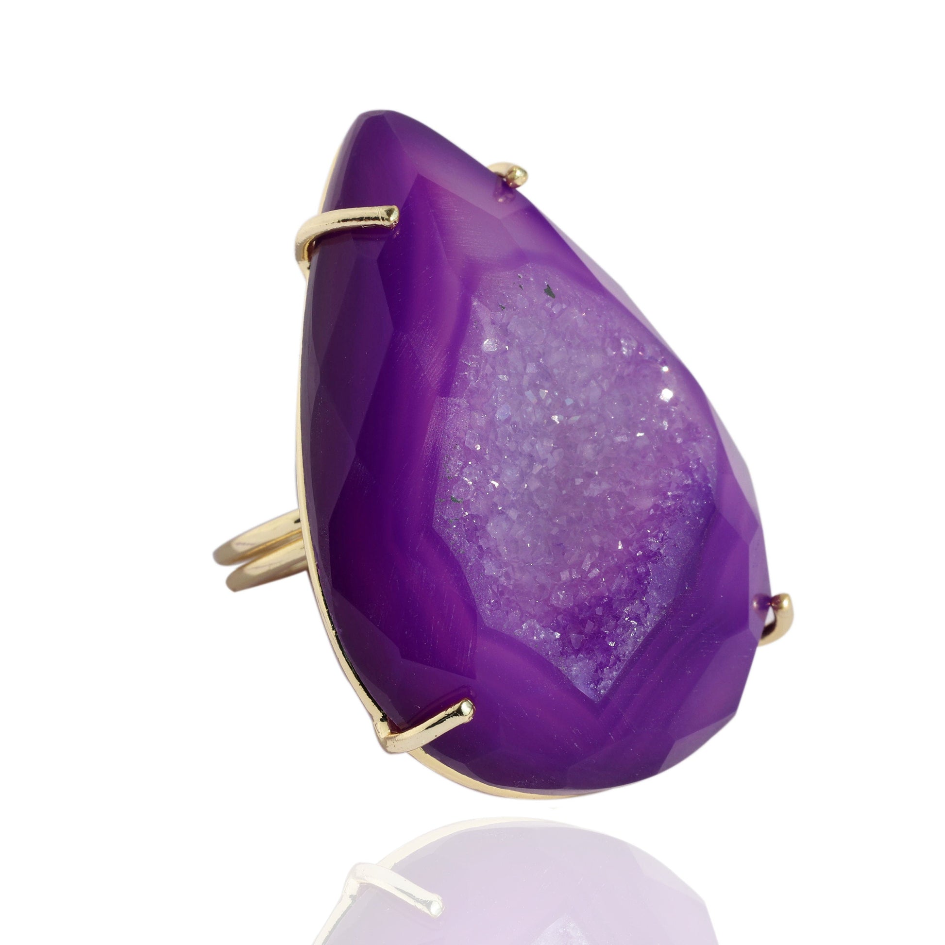 Adjustable Ring * Druzy Ring * Crystal Ring * Gemstone Ring * Large Window Druzy Ring * Agate Ring * Druzy * Druzy Statement Ring * - Meena Design