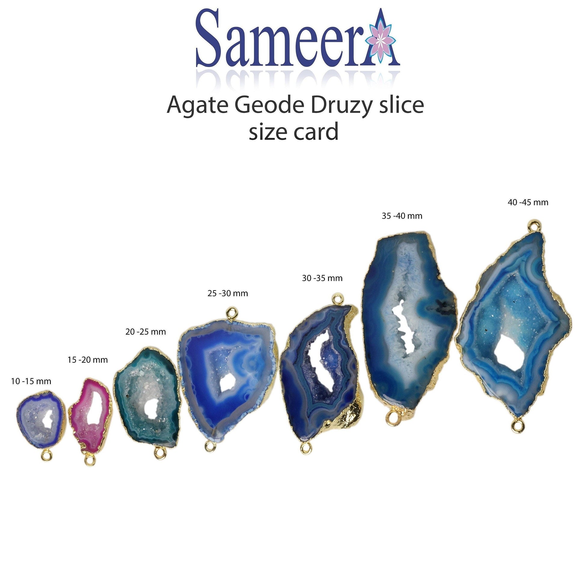 Agate Geode Druzy Slice in various sizes for Making Jewelry - Meena Design
