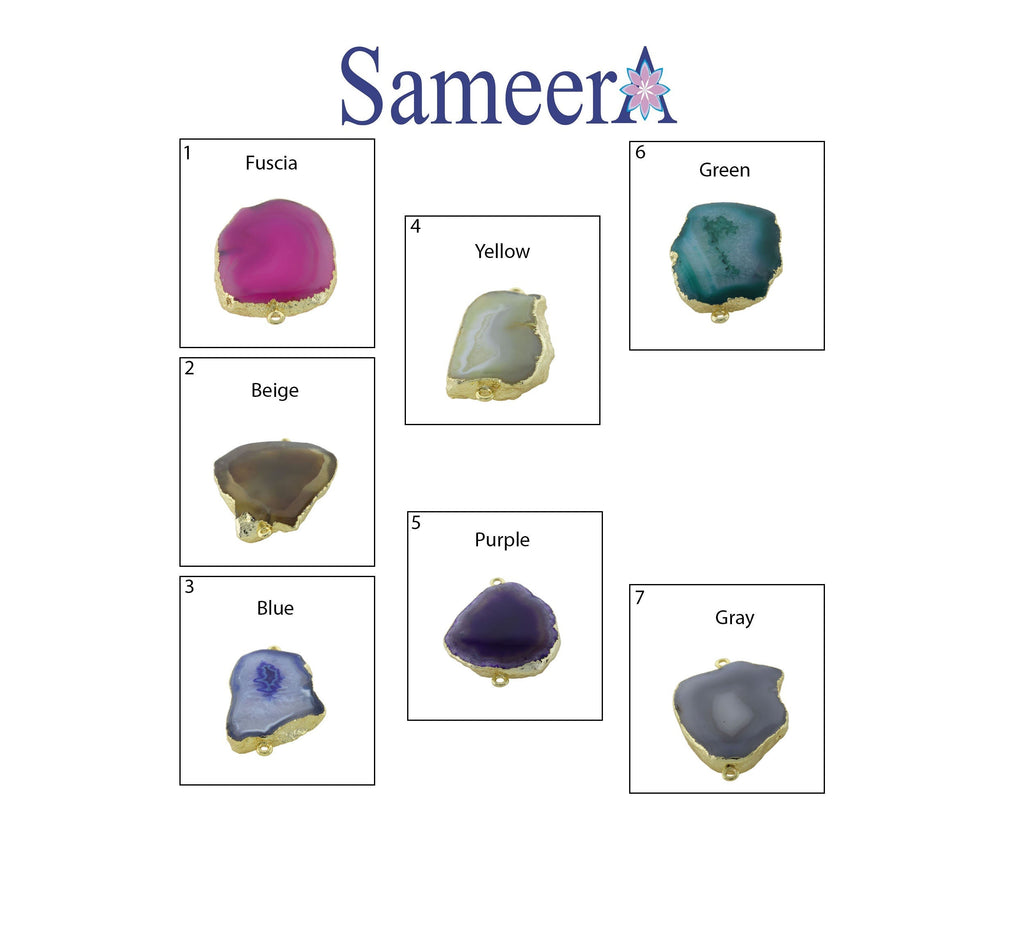 Agate Slice Connectors Pendants Gold Edged 10 - 40 mm - Meena Design