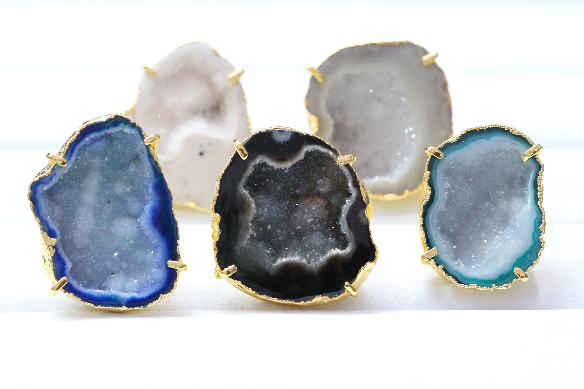 Anokha Large Geode Statement Rings, 30 - 40 MM, Unlimited Sparkle in Life !! - Meena Design